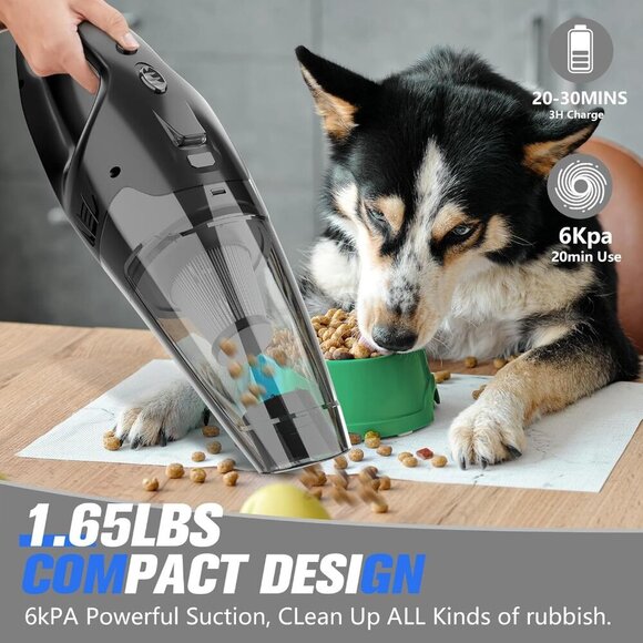 Handheld Vacuum Cordless Rechargeable, LED Light, 1.65 Pounds Car Vacuums - Picture 5 of 7